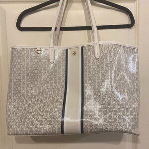 Tory Burch Gemini Link Coated Canvas Leather Tote Bag